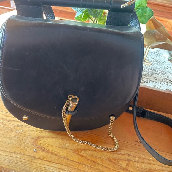 Sancia Babylon BarTooth Black Leather Shoulder Bag - Picture 1 of 12